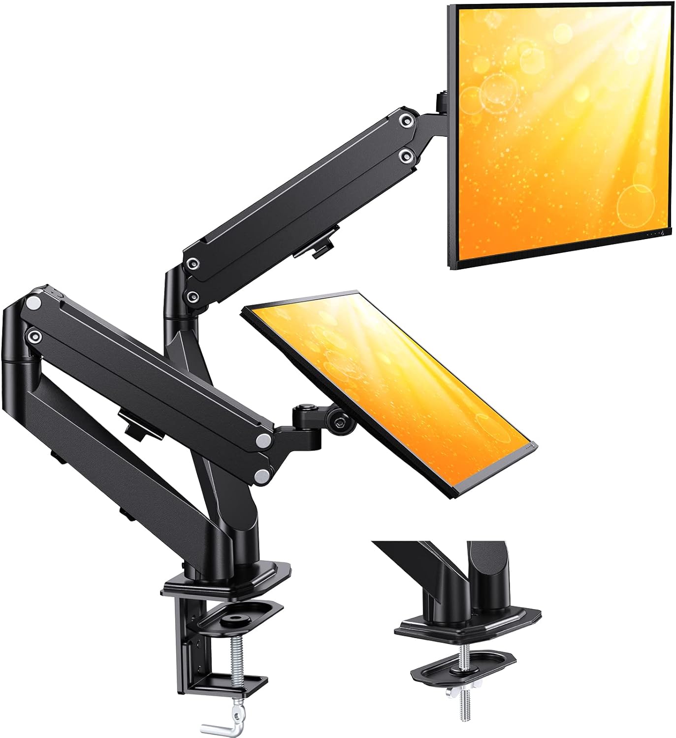 ErGear Dual Monitor Stand, Dual Monitor Mount for 13-30 inch Screens up to 17.6lbs, VESA 75x75mm-100x100mm, Dual Monitor Arms with 180° Swivel, Tilt, 360° Rotation for Home and Office Pack of 2