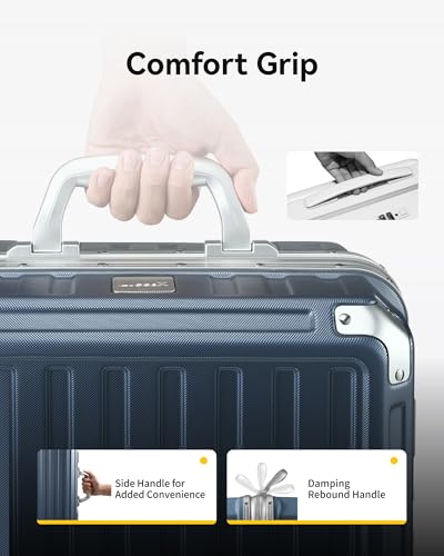 LUGGEX Aluminum Frame Luggage with Spinner Wheels, Zipperless Polycarbonate Hard Shell Carry On Luggage, 20 Inch Suitcases, Charcoal Metallic