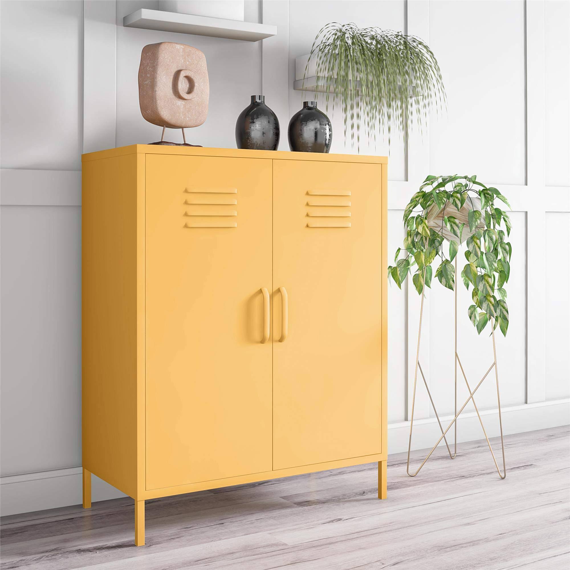 Novogratz Cache 2 Door Metal Locker Storage Cabinet (Yellow)