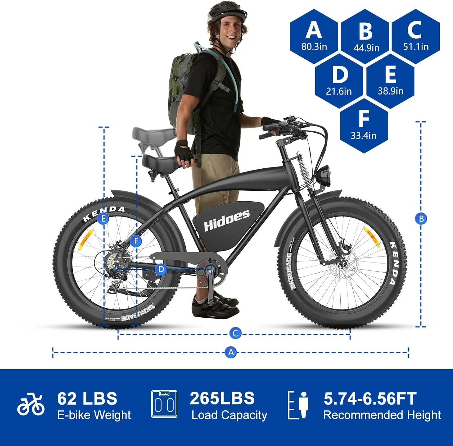 Hidoes Adult Electric Mountain Bikes Commute Ebike 1200W up to 49 Miles Long Range & 31mph, Pedal Assist E-bike Cruiser Electric Bicycle with Shimano 7 Speeds & 26" Fat Tire