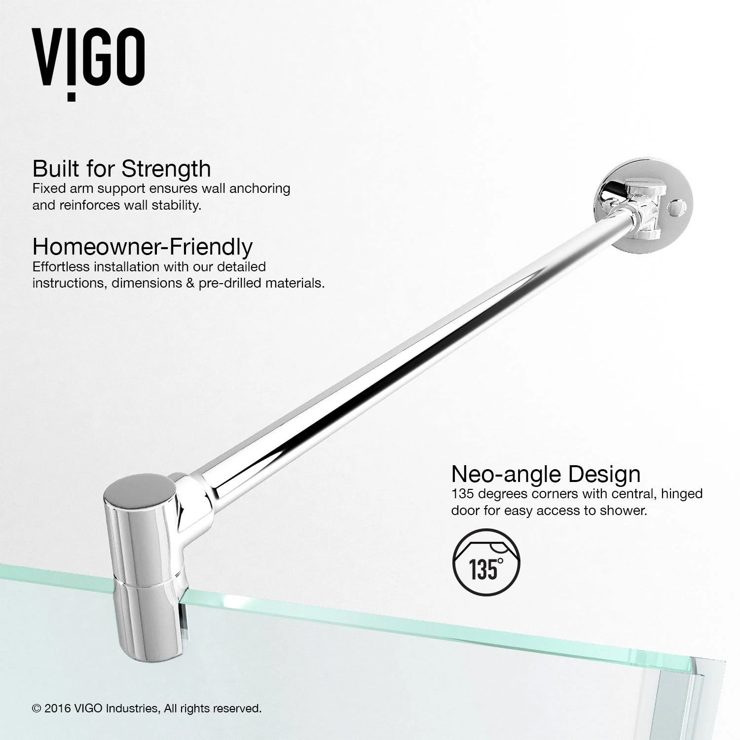 Vigo VG6061CHCL38W Verona Frameless Neo-Angle Shower Enclosure with Base