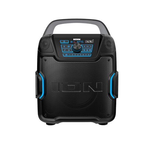 ION Block Rocker - Portable Bluetooth Outdoor Party Speaker with Karaoke Microphone, Battery, 4 Speakers, Radio, USB Port, App, Water-Resistant, 120W