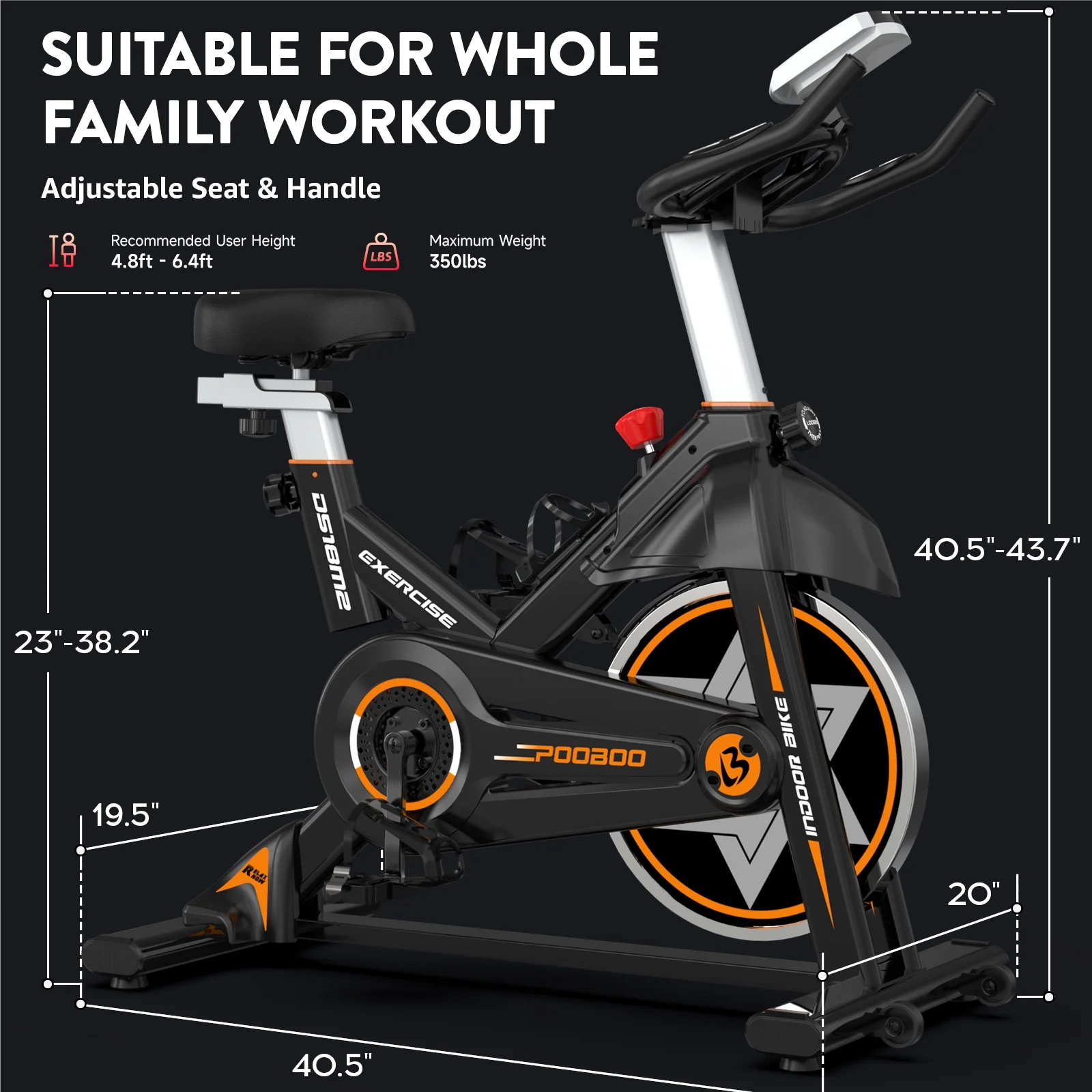 Pooboo Indoor Cycling Bike Exercise Bikes Stationary Magnetic Resistance for Home Cardio Workout Machine 350lb Flywheel 35lbs