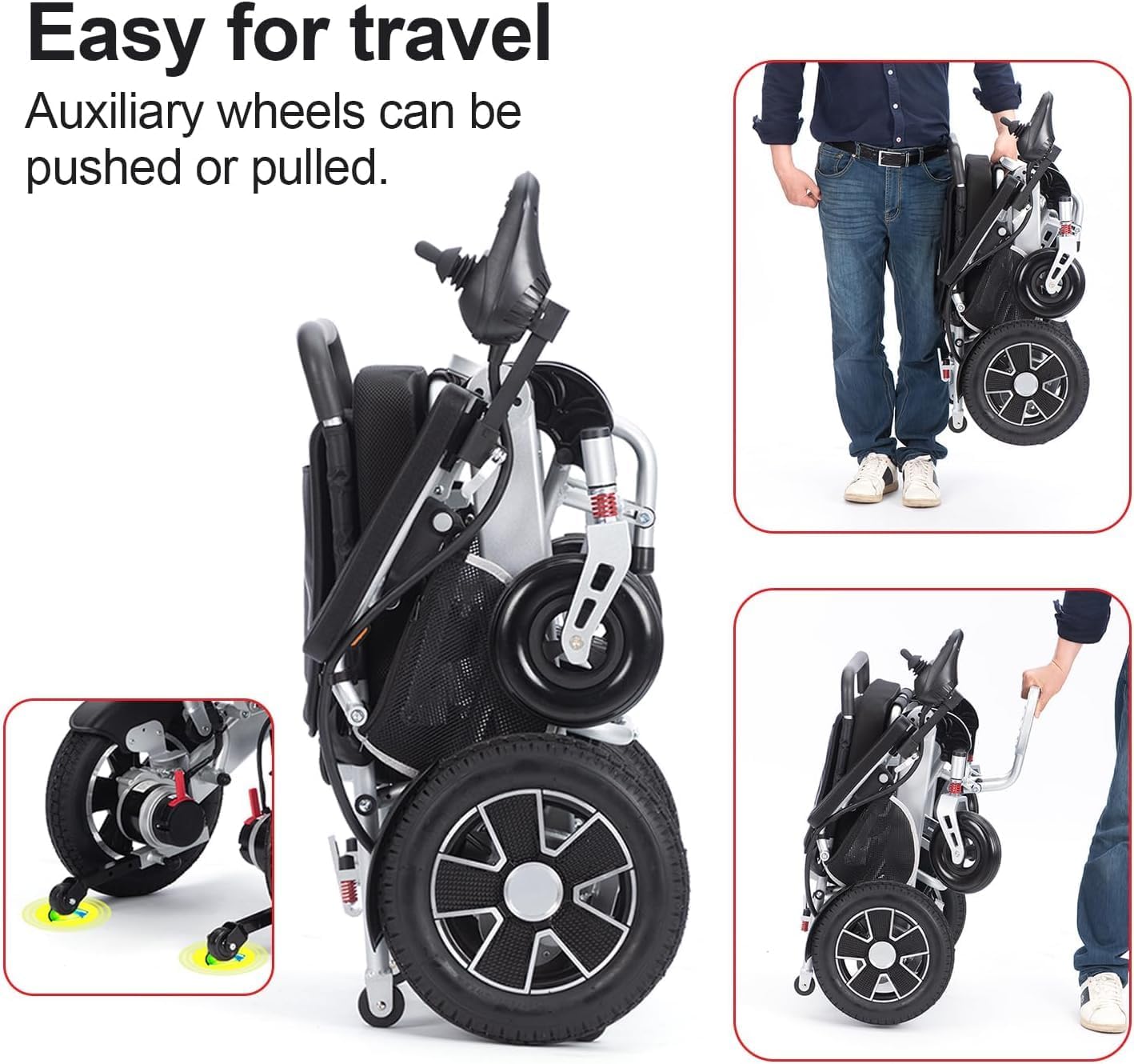 Foldable Electric Wheelchair, Lightweight Portable Power Wheechair,Wheel Chairs for Adults,All Terrain Motorized Wheelchair for Senior, 15mi Cruise Range-Airline Approved (330lbs)