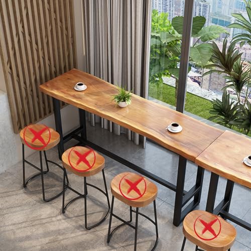 Industrial Bar Counter Table,Solid Wood Bar Top Table Long Narrow Bar Table,Live Edge Kitchen Dining Table,Rectangular Bar Height Pub Table Rustic Counter Top Table,No Stool 160cm(63in) long