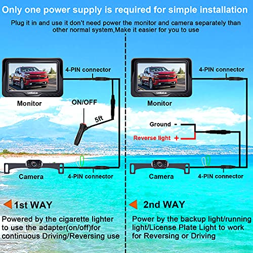 Backup Camera Easy Setup Plug-Play: HD 1080P No-Delay Waterproof - Clear Night Vision Rear View Camera with Monitor for Car Truck SUV - LK3
