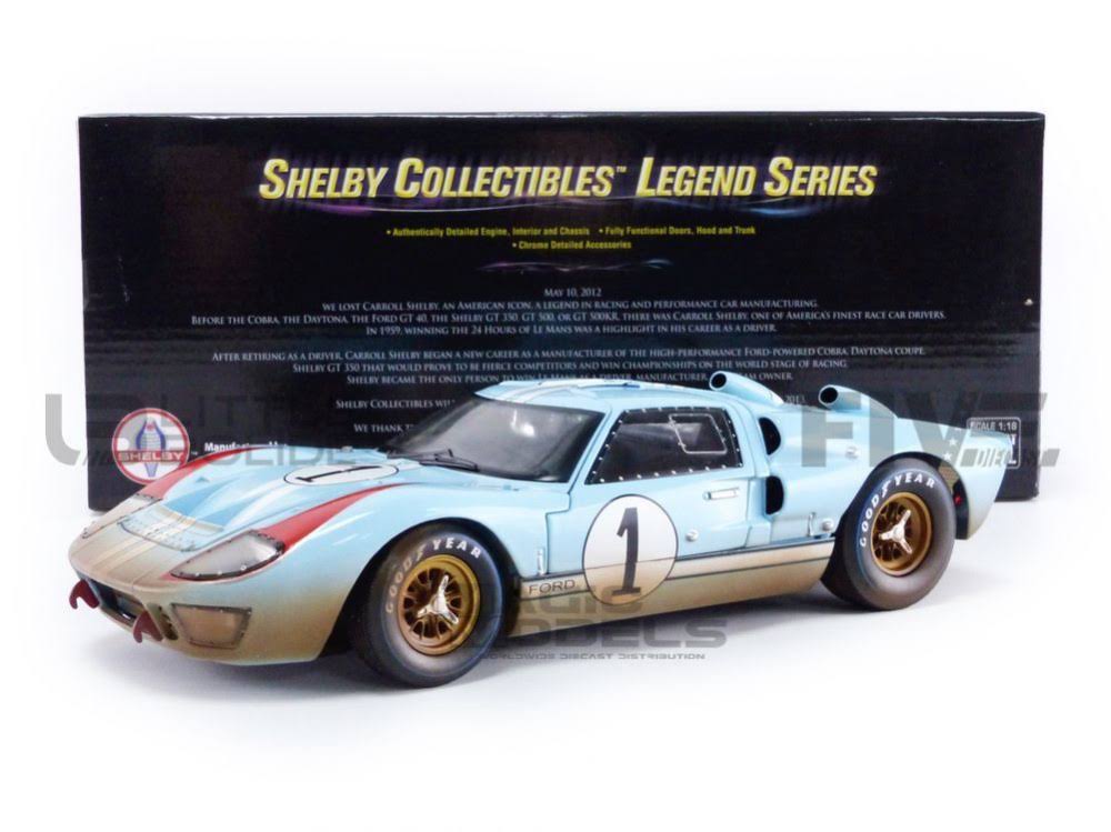 1966 Ford GT-40 MK II #1 Light Blue (Dirty Version) 1/18 Diecast Model Car by Shelby Collectibles