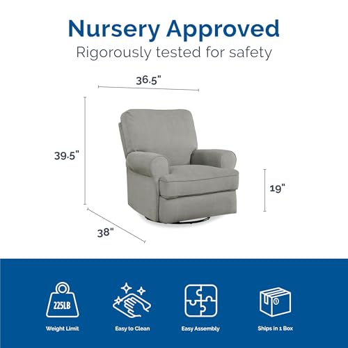 Baby Relax Kenzie Swivel Glider Recliner Chair, Nursery Furniture, Gray