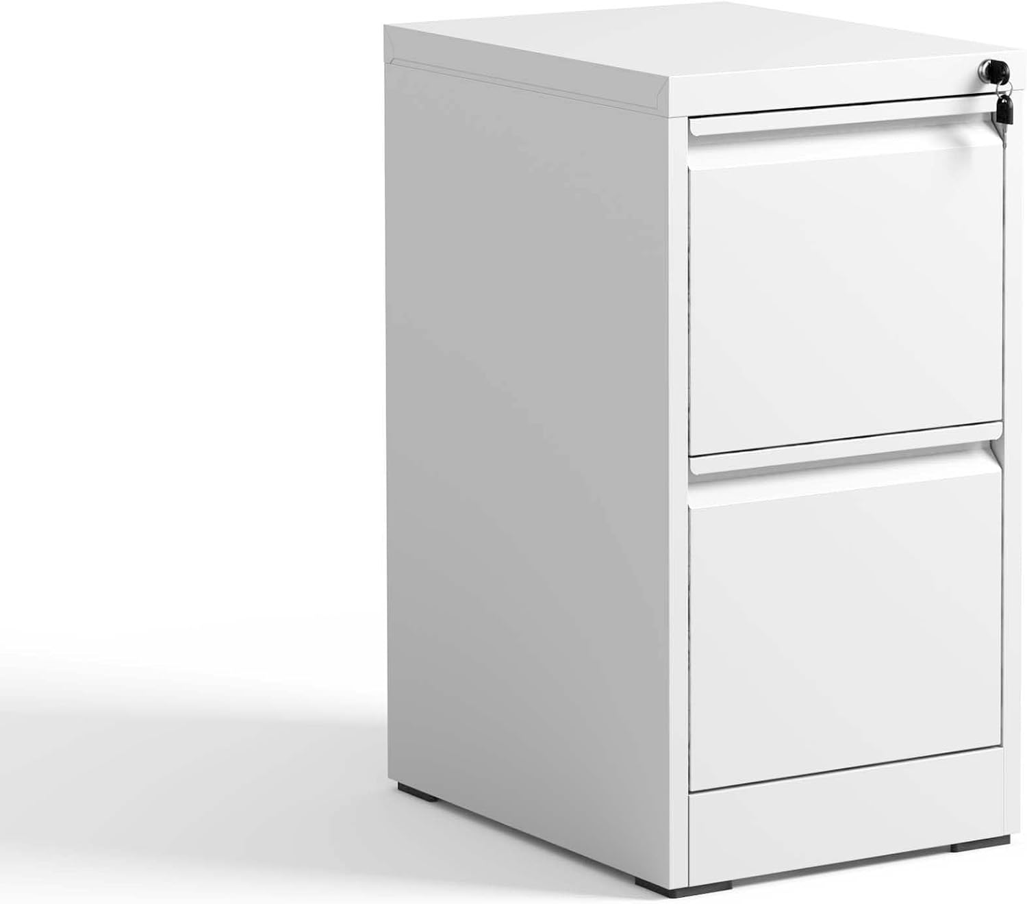 2 Drawer Metal Vertical File Cabinet with Lock Office Home Steel Vertical File Cabinet for A4 Legal/Letter Size (White)