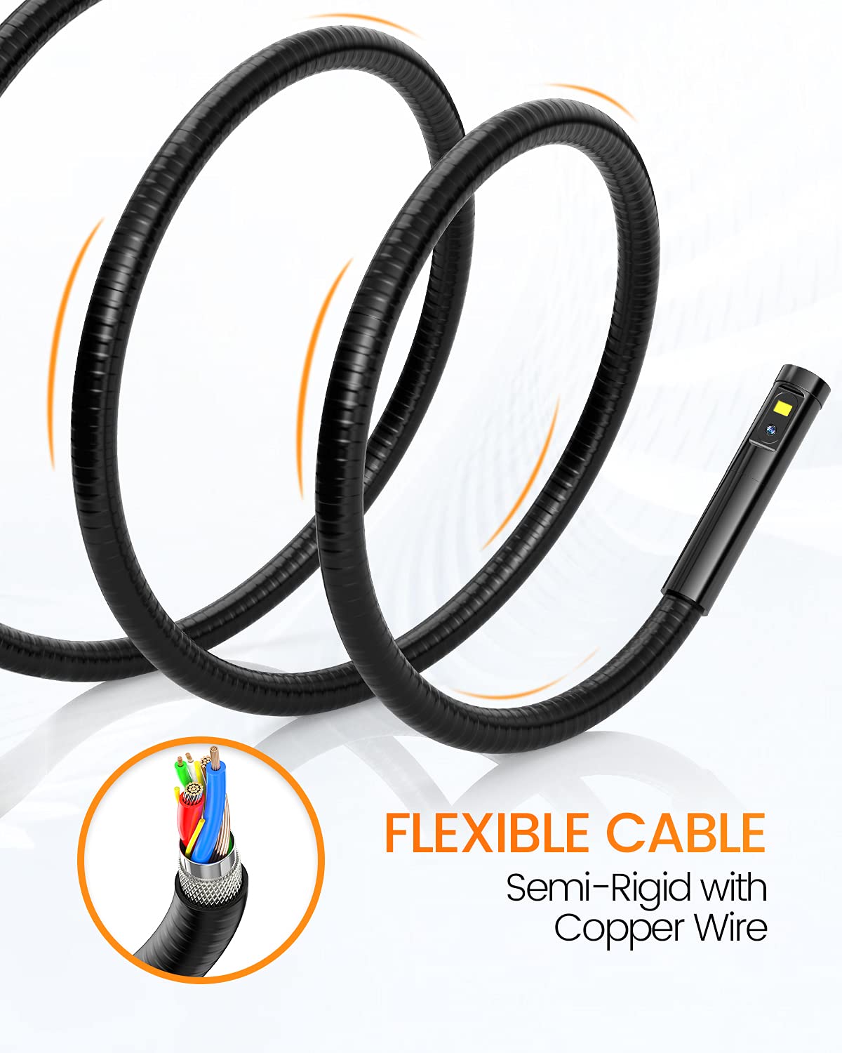 Teslong Dual Lens Inspection Camera with Light, Digital Industrial Borescope, Video Endoscope, Scope Camera, 5 IPS Screen, 16.4ft Flexible Probe, 1080p, Tool for Home, Pipe, Automotive (Waterproof)