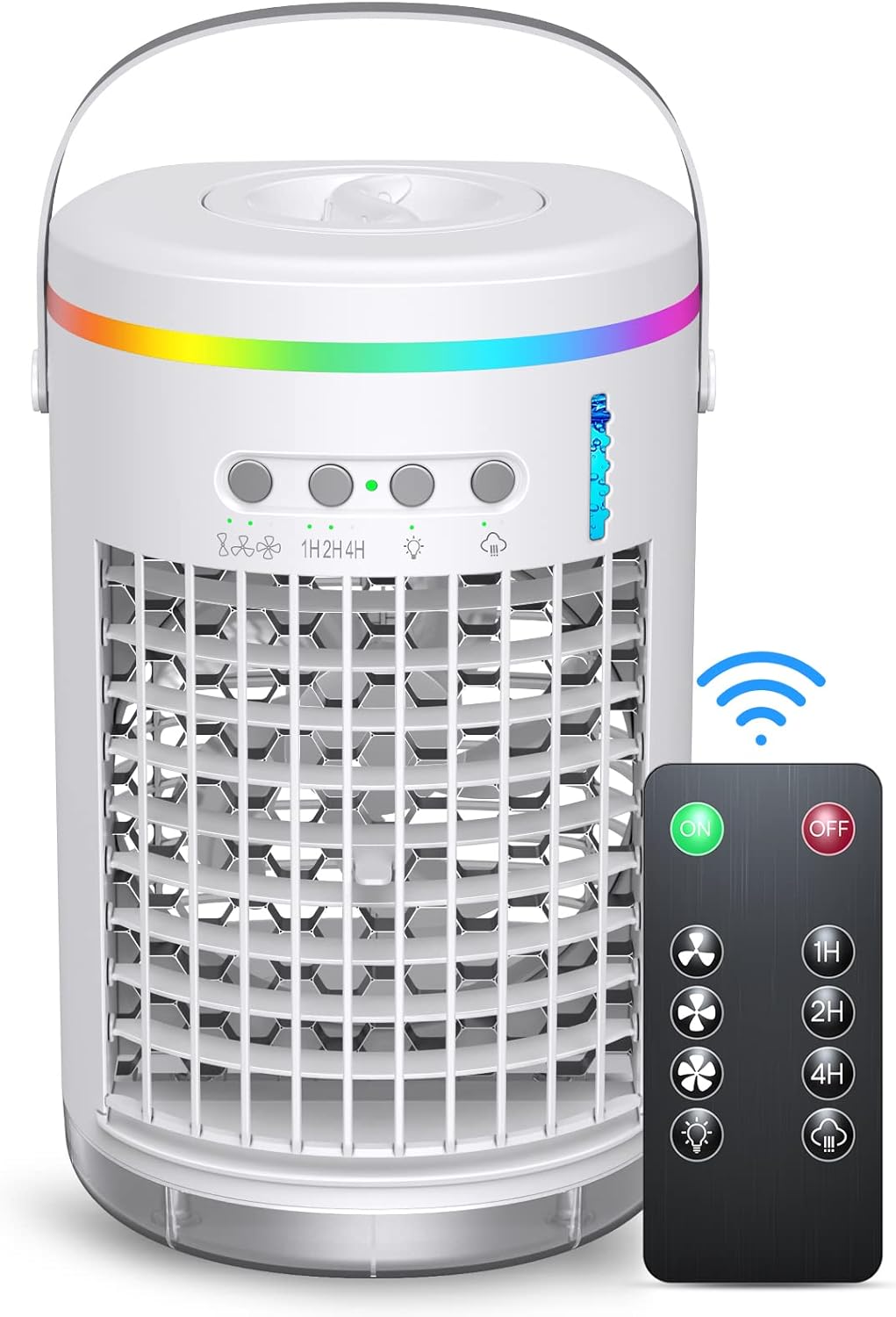 Portable Air Conditioner,1400ml Evaporative Air Cooler with Remote 3 Speeds,USB Personal Air Conditioner with 7 LED Light,Portable AC Air Conditioner for Small Room Kitchen Office Desk Bedroom Camping Pack of 2