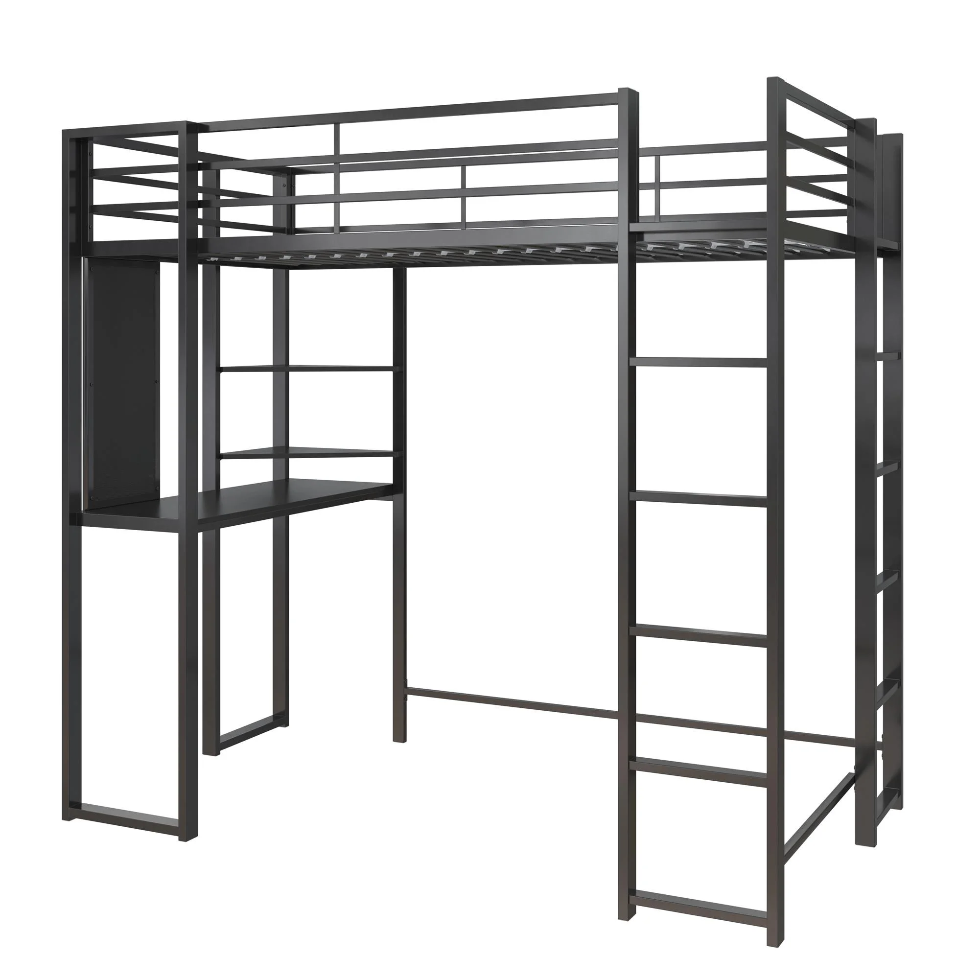 DHP Abode Twin Size Metal Loft Bed, Black