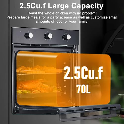 Electric Single Wall Oven 24 Inch, Built-In Electric Ovens With 5 Cooking Functions, Wall Oven, Mechanical Knob Control