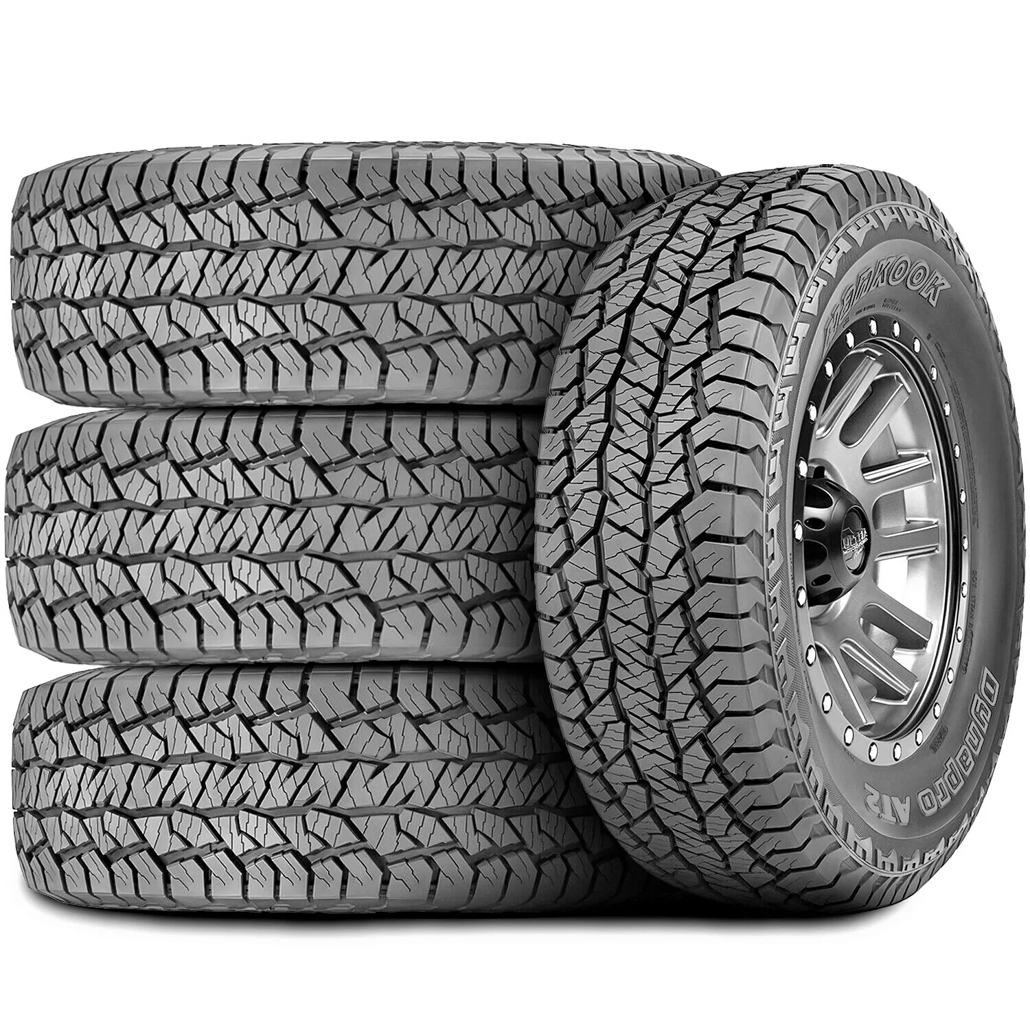 Set of 4 (FOUR) Hankook Dynapro AT2 265/70R17 115T AT A/T All Terrain Tires Fits: 2014-18 Chevrolet Silverado 1500 WT. 2010-21 GMC Sierra 1500 SLE