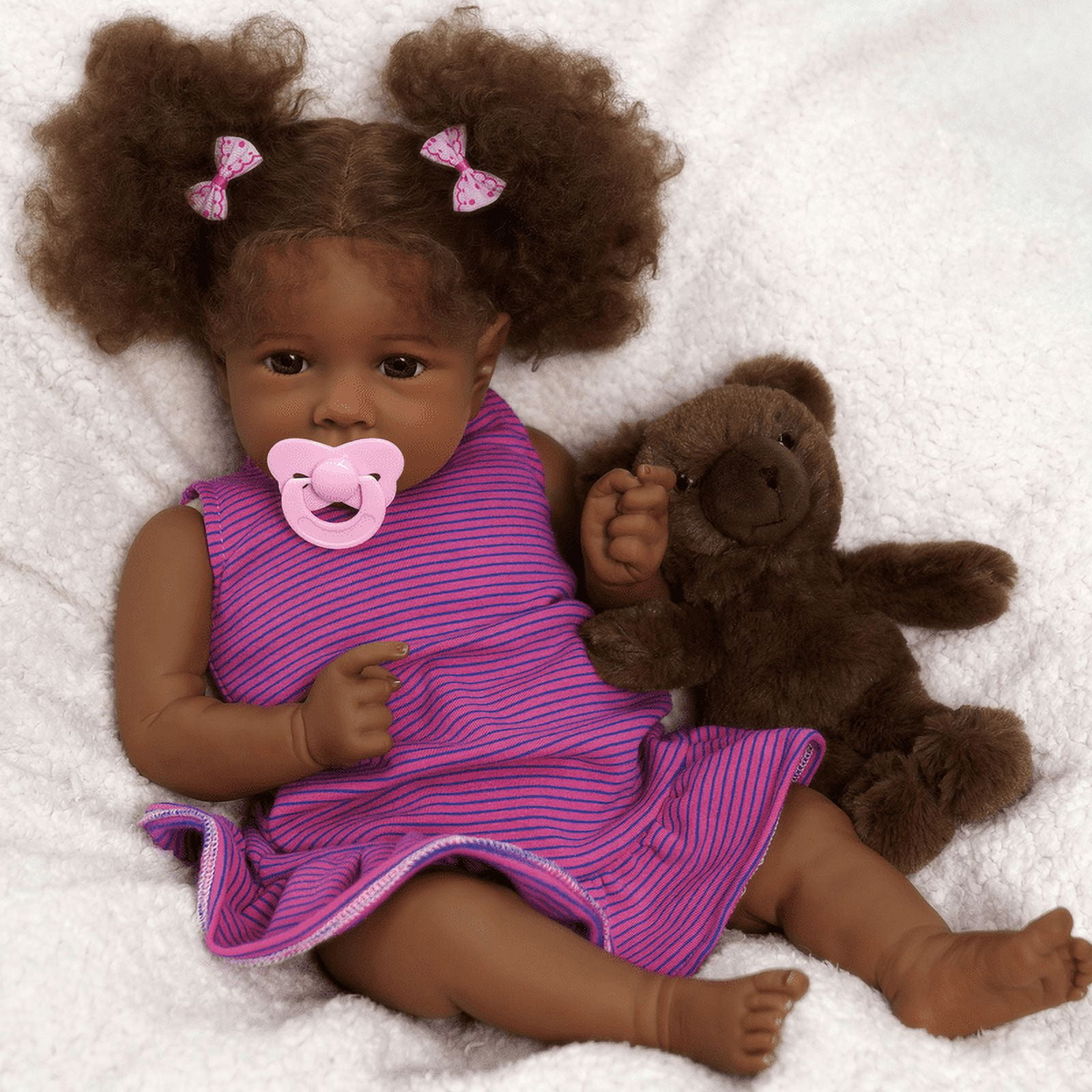 RSG 22 Inch Reborn Baby Dolls Black - Lifelike Soft Body Realistic-Newborn Baby Dolls that Look Real Caramel Skin Tone Orange Crushed Flowers Skirt Baby Dolls Gift for Kids Age 3+