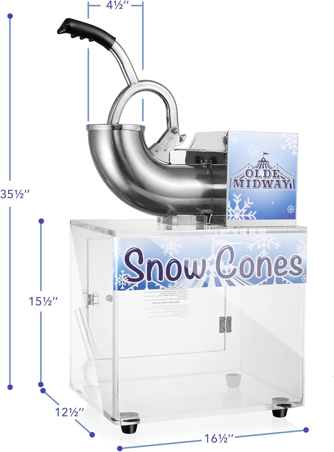 Olde Midway Commercial Snow Cone Machine, Shaved Ice Maker with Stainless Steel Scoop