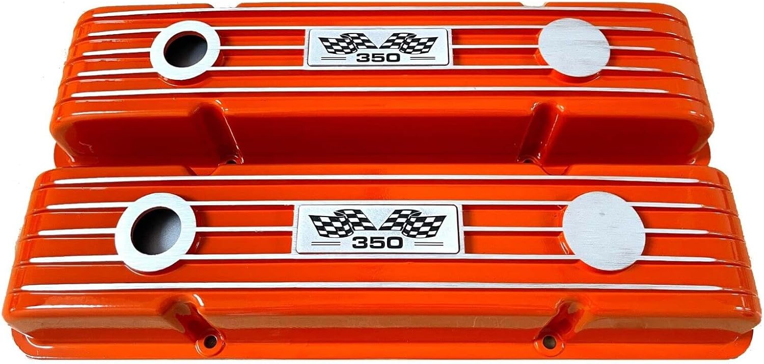 Small Block 350 Valve Covers & 13" Round Air Cleaner Kit - Orange