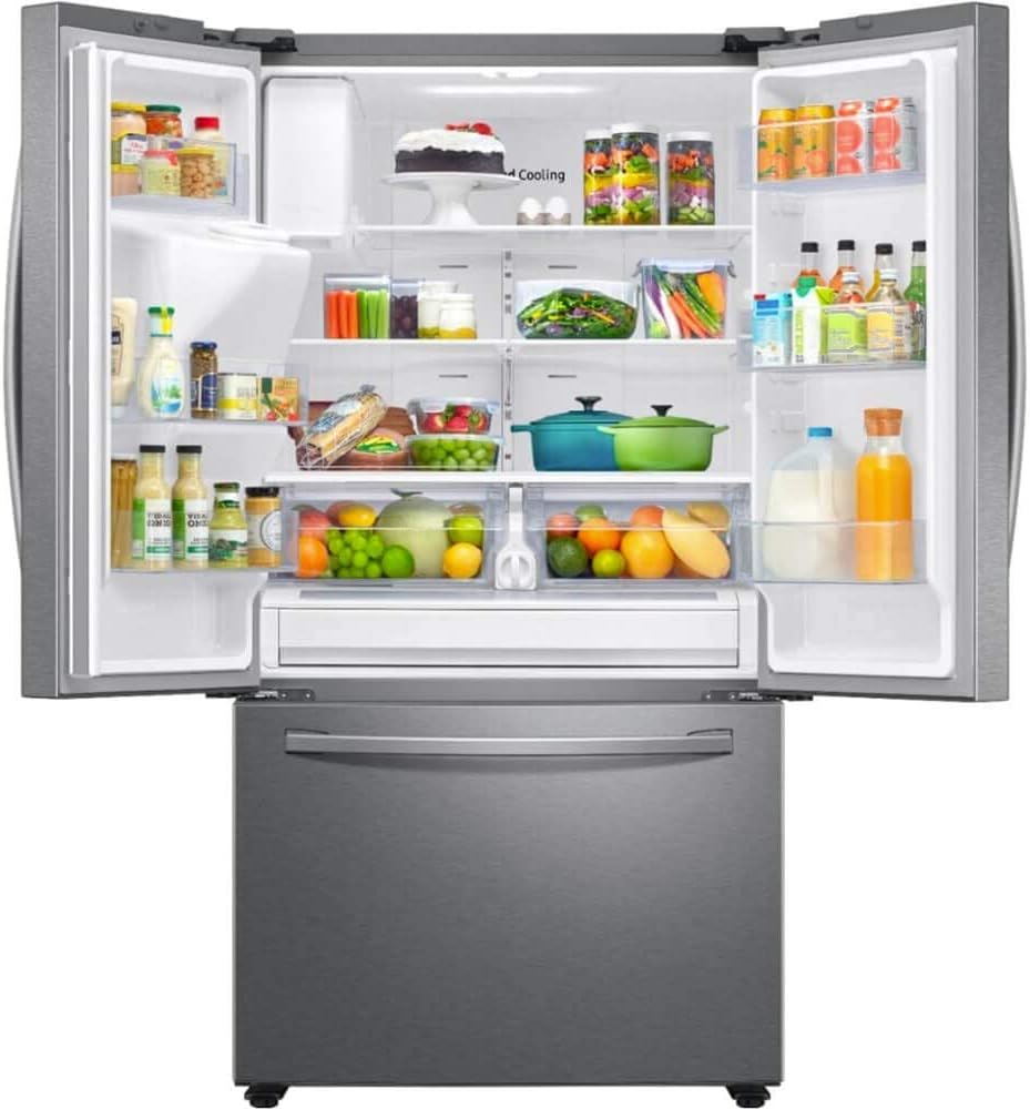 Samsung 27 Cu. Ft. Fingerprint Resistant Stainless Steel 3-Door French Door Refrigerator With External Water & Ice Dispenser