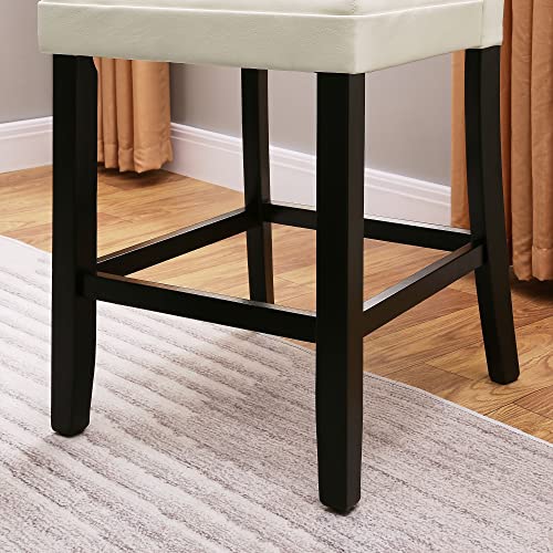 Counter Bar Chair Set of 4, 26” Counter Height Stools, Upholstered Bar Stools with Solid Wood Legs and Soft Faux Leather Seat, Easy Assemble for Kitchen Pub Home Cafe, Red, ZBY1331RD-4