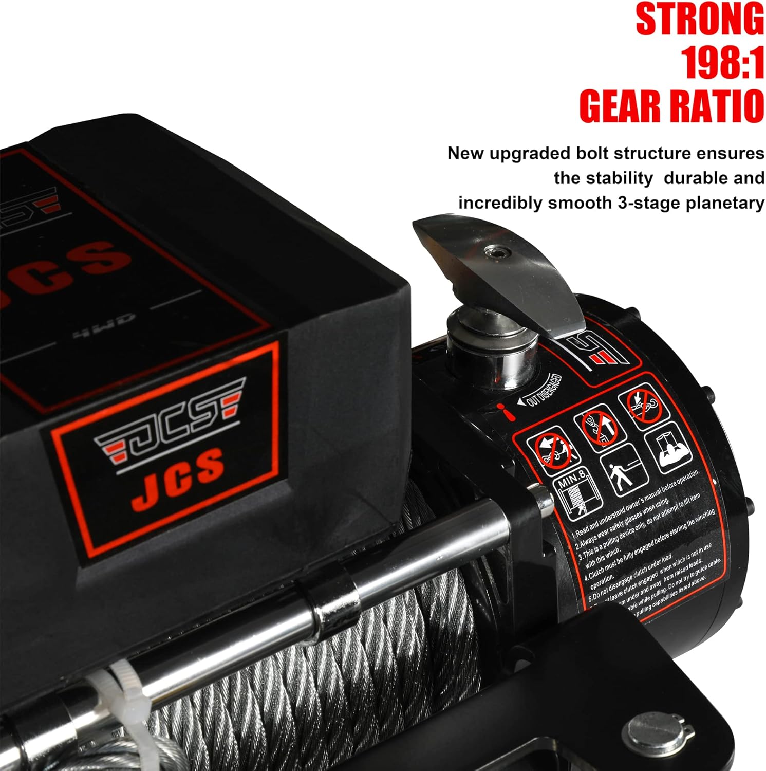 JCS 12000 lb. Electric Winch Load Capacity.12V Winch Cable Steel Wire Electric Winch with Hawse Fairlead,Waterproof IP67 Winch with Wireless Handheld Remotes and Wired Handle Winch Cover Waterproof