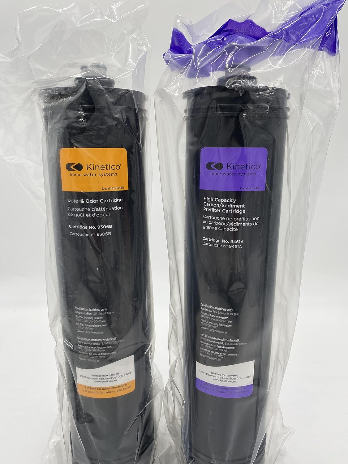 KINETICO K5 REVERSE OSMOSIS TASTE ODOR 9306B & CARBON SEDIMENT FILTER 9461A CARTRIDGE
