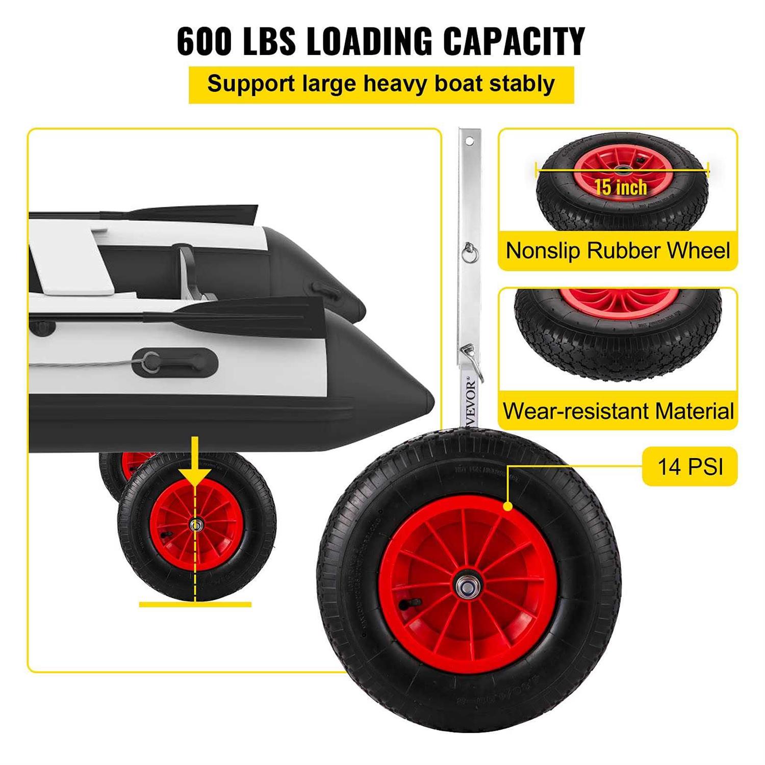 VEVOR Boat Launching Wheels Boat Transom Launching Wheel Loading Capacity Inflatable Boat Launch Wheels - Shop Hardware Tools Online Store