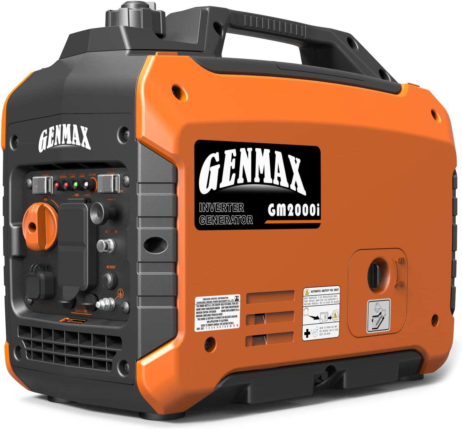 GENMAX Quiet Power Series Inverter Generator，Gas Powered, EPA Compliant, Eco-Mode Feature, Ultra Lightweight for Backup Home Use & Camping (GM5500i)