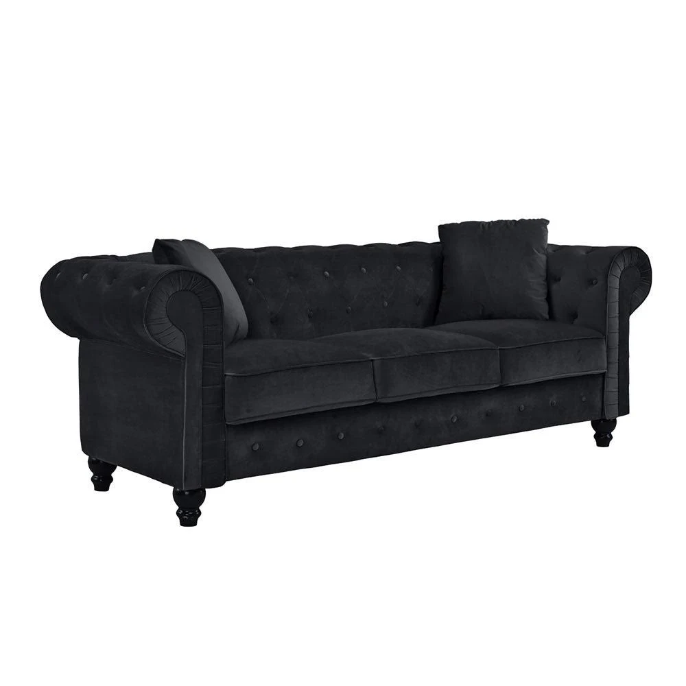 Microfiber Small-Space Chesterfield Sofa (Purple)