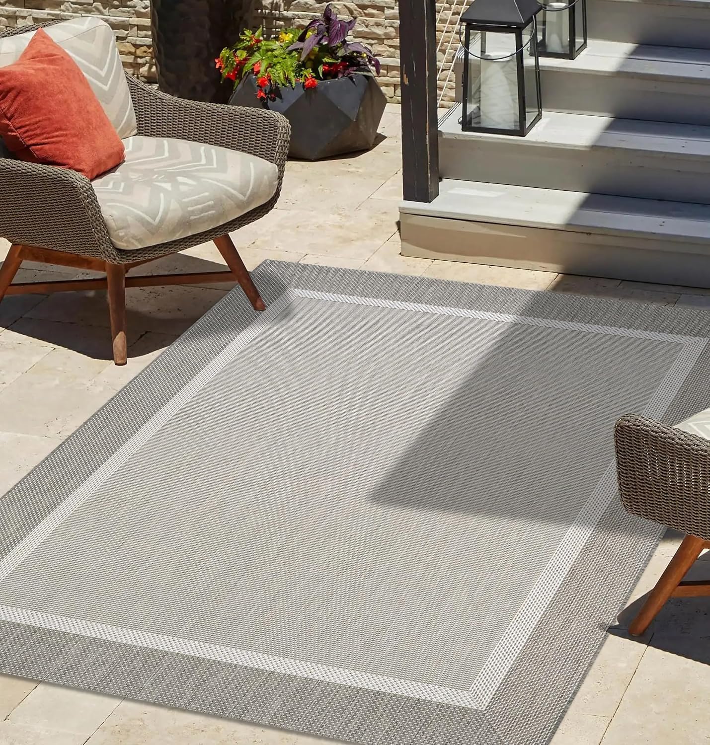 Couristan Recife Stria Texture Indoor/Outdoor Area Rug, 5'10" x 9'2", Champagne-Taupe