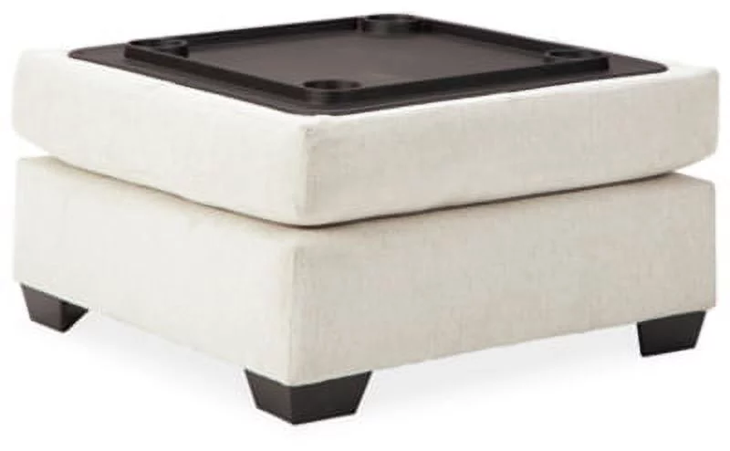 Signature Design by Ashley Contemporary Cambri Ottoman With Storage Chenille Snow