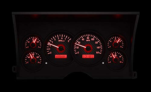 Dakota Digital 88 - 94 Chevy / GMC Pickup Truck Analog Dash Gauges Carbon Fiber Red VHX-88C-PU-C-R