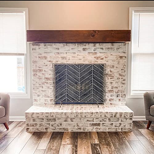Fireplace Mantel, Rustic, Shelf, Floating Mantle, Real Wood, Beam, URBANDI (Brown, 60Lx6Hx8D)