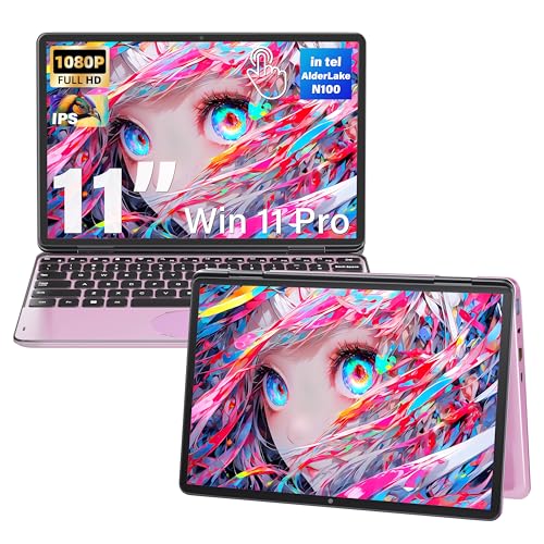 11" Convertible 2-in-1 Touchscreen Laptop, in tel N100,16GB RAM,1T SSD,FHD 1920 * 1200 IPS,Win 11 Pro PC,Backlit Keyboard, WiFi,USB-C,HDMI,Oval Trackpad,Lightweight for Business&Students