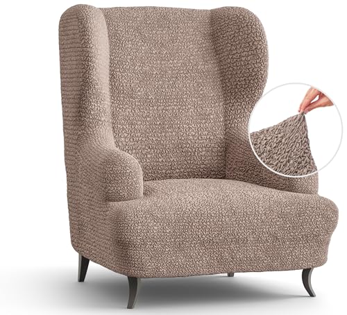 PAULATO BY GA.I.CO. Wingback chair slipcover - High Back Chair Slipcovers - Armchair Cover - 1-Piece Form Fit Stretch Furniture Protector - Microfibra Collection - Blue (Wing Backed chair)