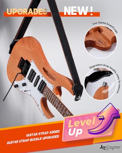 Leo Jaymz DIY Single Cut Electric Guitar Kits with Mahogany Body and Neck - Rosewood Fingerboard and All Components Included (LP Hollow)