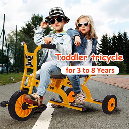Kids Tricycle for Riders Ages 3+,Preschool Daycare Playground Kids Tricycle with Passenger Seat,Big Kids Tandem Trike with Inflation-Free Rubber Wheels,Kids Outdoor Play Equipment