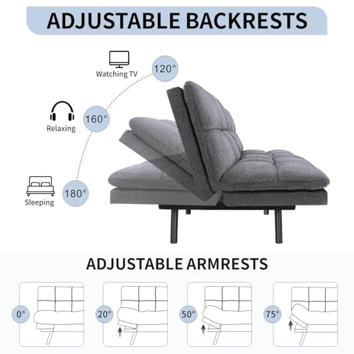 MUUEGM Futon Sofa Bed,Memory Foam Futon Sofa,Futon Bed,Convertible Sofa Bed for Compact Living Spaces,Apartment,Studio,Office,Futon Sofa,71"*33"*31.5",Black Faux Leather