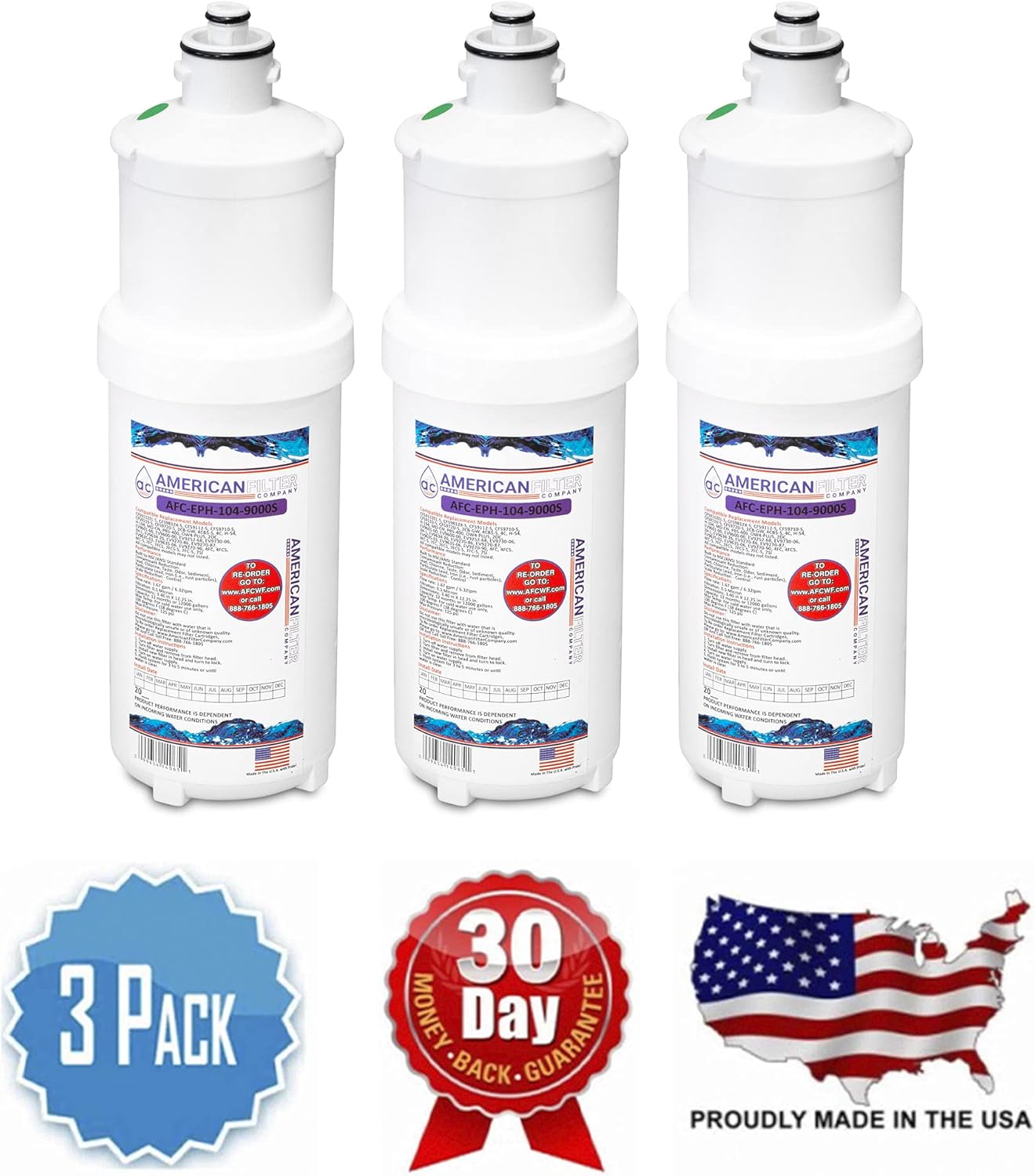 AFC Brand, Water Filters, Model # AFC-EPH-104-9000S, Compatible with Everpure(R) EV9270-86 Filters 3-Filters