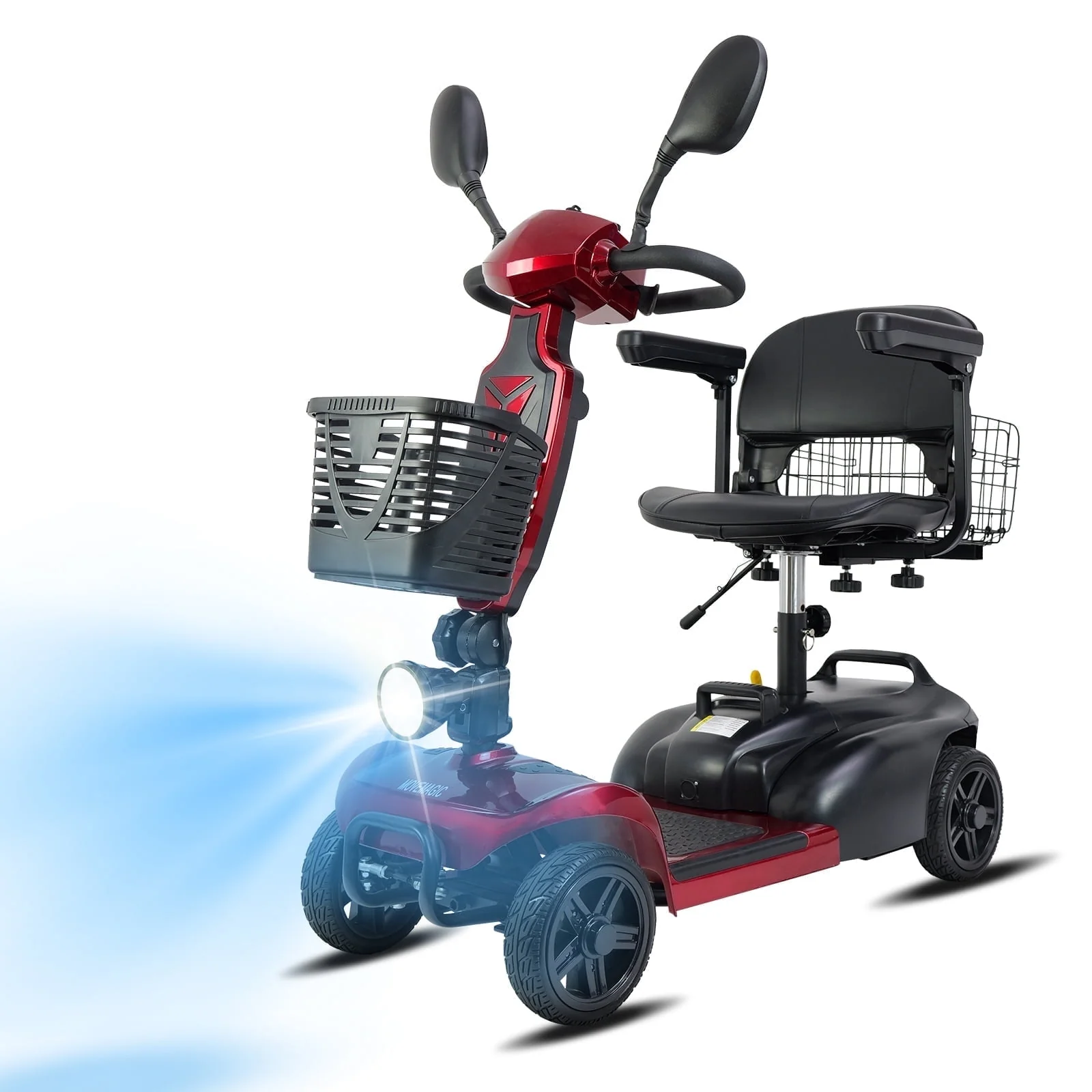 Mihayo 25 Mile Range Travel Foldable Electric Mobility Scooters for Adults,4 Wheel Power Motorized Scooter for Seniors 4-Piece Set 330 lbs Weight Capacity,Red Mirage S1