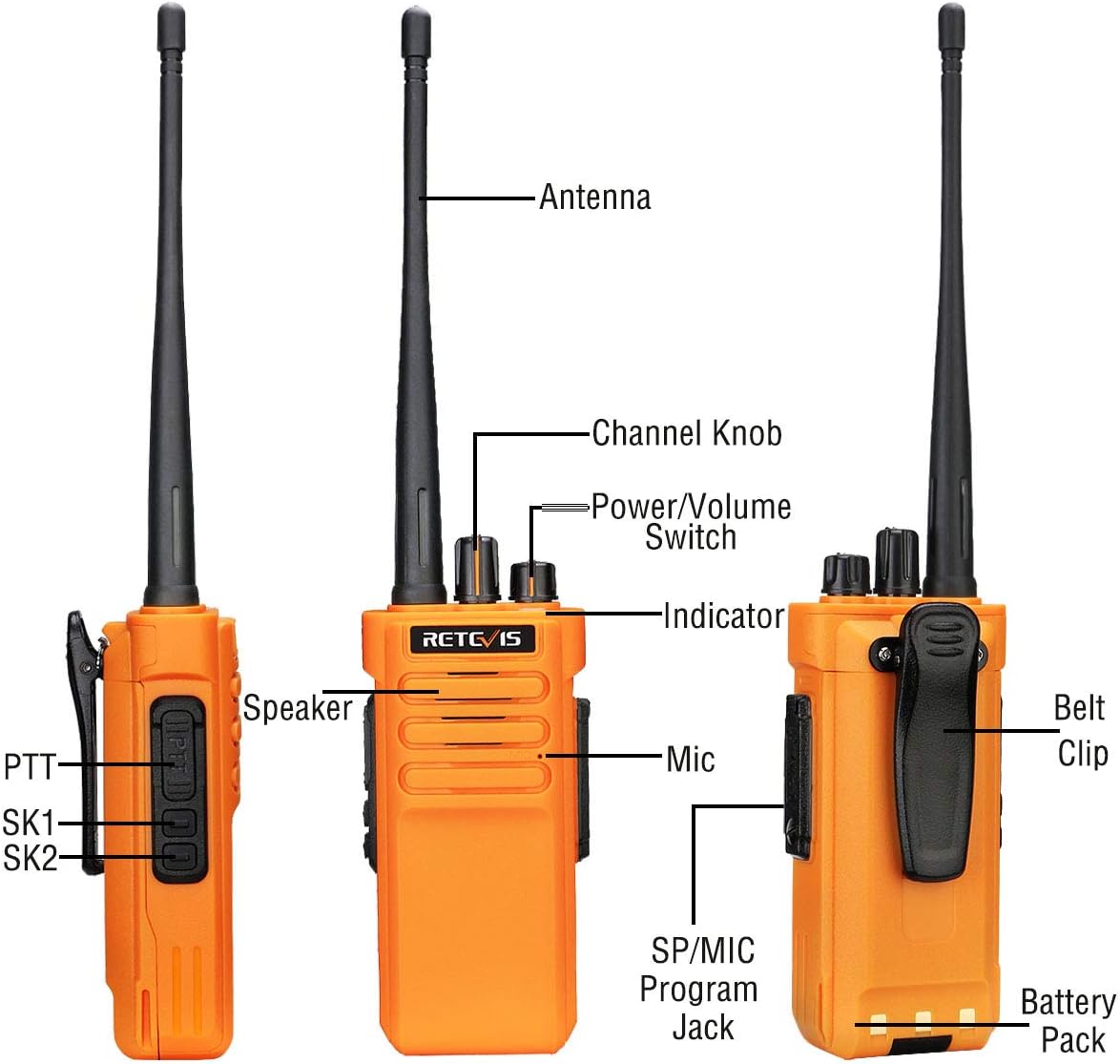 Retevis RT29 Two Way Radios Long Range Rechargeable,High Power 2 Way Radio,Adults Walkie Talkies with IP67 Waterproof Mic VOX Emergency Alarm for Survive Adventure Offroad(2 Pack)