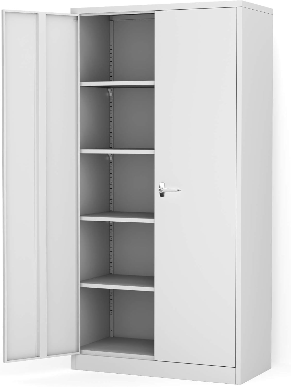 STEELCUBE Metal Storage Cabinet, Locking Metal Storage Cabinet with 4 Adjustable Shelves,Welded Steel Classic Storage Cabinet (Black)