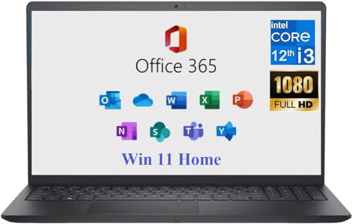 DELL 2024 Inspiron 15 Laptop, with Microsoft Office 365, 15.6" 1920x1080 FHD, Intel i3-1215U up to 4.40GHz (Beats N4020), Win 11 Home, Carbon Black (16GB RAM | 1TB SSD)