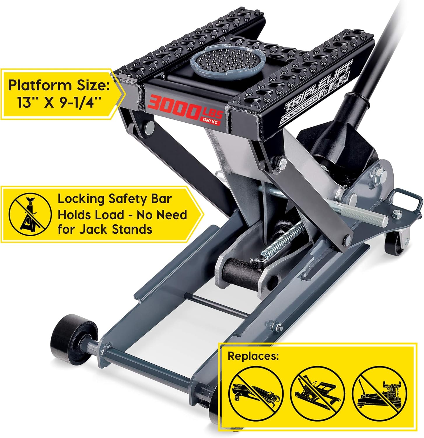 Powerbuilt - 3000Lb Triple Lift Garage Jack, (620622), Black