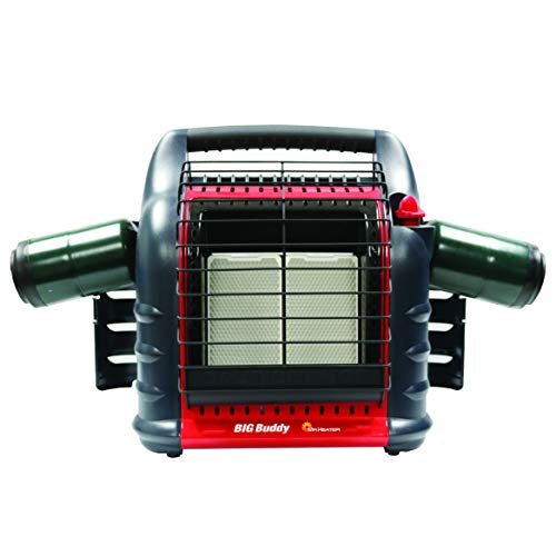Mr Heater 4000 to 18000 BTU 3 Setting Portable LP Gas Heater Unit with Dual Tank Connection for Indoor and Outdoor Use, Black/Red