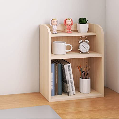 Storage Shelves Desktop Bookshelf Small Storage Rack Simple Desk Rack Wood Double-Layer Storage Rack for Book and Magazine File Storage and Storage Office Organization