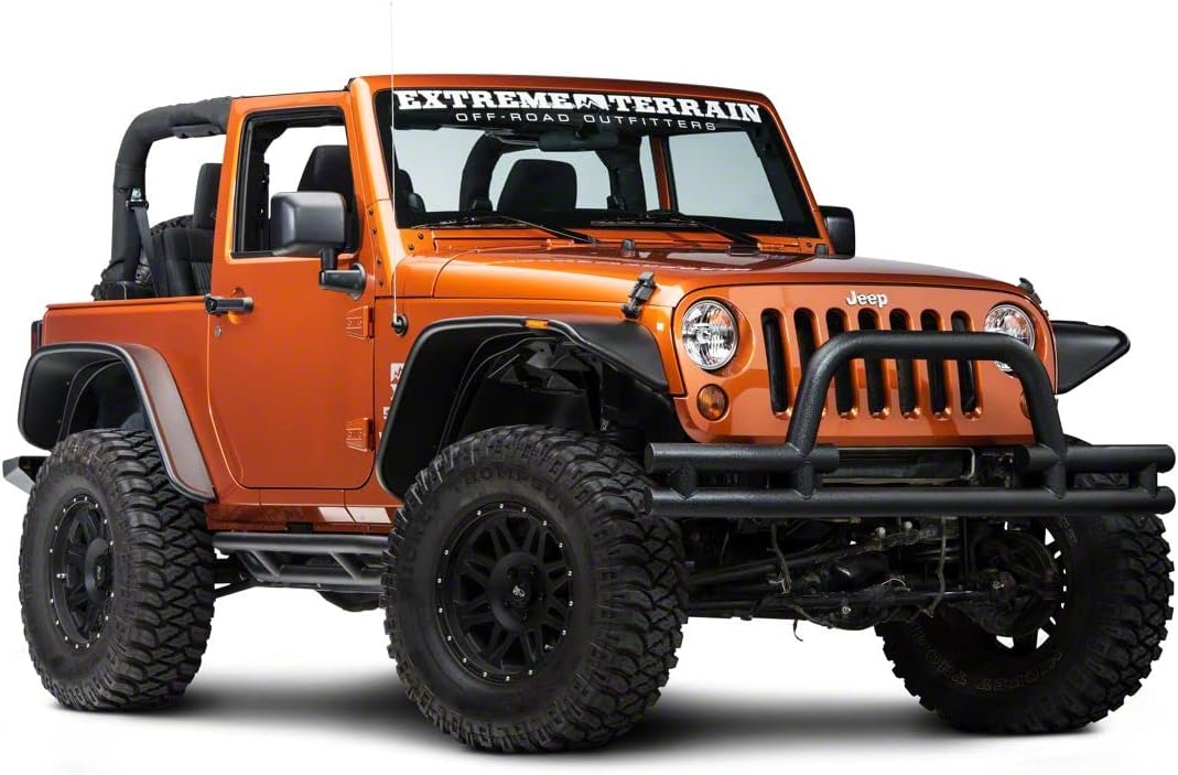 Barricade Tubular Front Bumper with Winch Cutout; Textured Black Compatible with 07-18 Jeep Wrangler JK