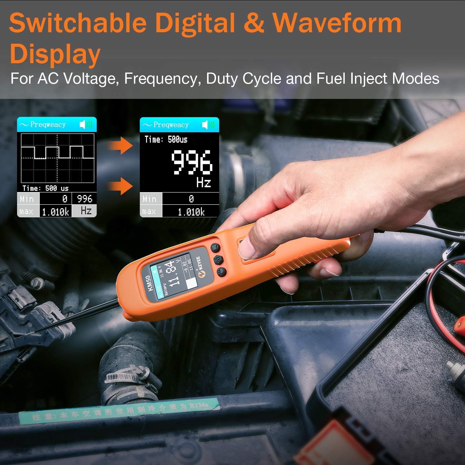 KZYEE KM50 Power Circuit Probe Kit, 12V 24V Automotive Circuit Tester Electrical System Tool, Frequency Duty Cycle Fuel Injection Circuit, AC DC Resistance Digital Voltage Tester, Short Finder