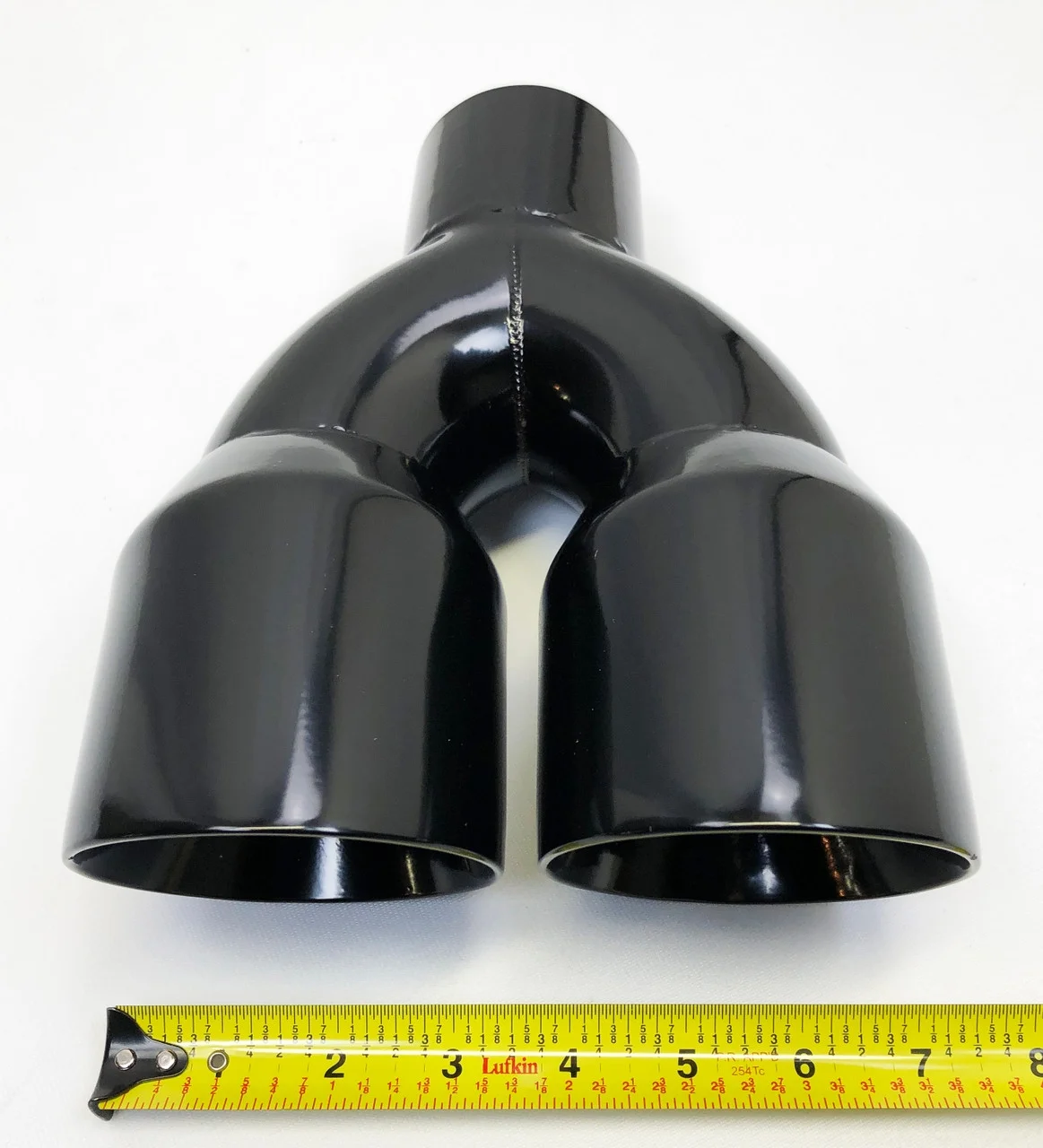 Exhaust Tip 2.50" Inlet 3.50" Outlet 9.50" long Dual Round Slant High Temperature Black Black Stainless Steel  WDWDRS35095-250-BK-SS Wesdon Exhaust Tip