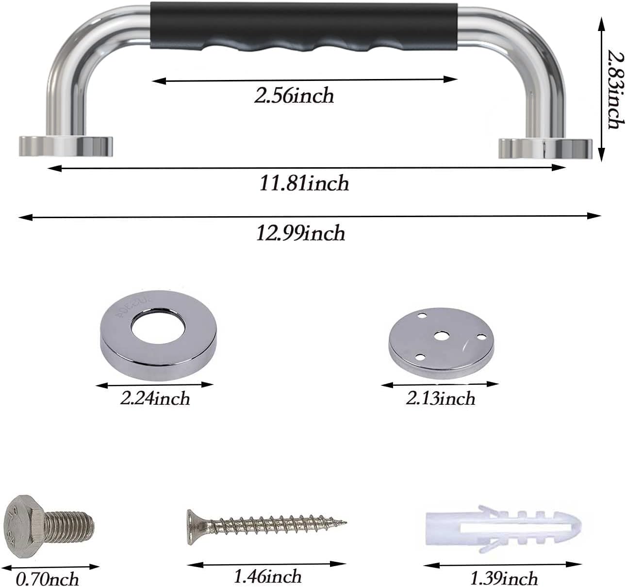 Grab Bars for Bathtubs and Showers,Bathroom Safety Grab Bars for The Elderly,Stainless Steel Handicap Grab Bars (16 Inch (Pack of 2))