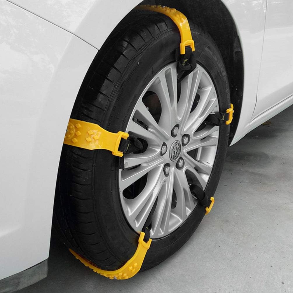 FAVOMOTO 10Pcs Car Snow Chains Anti Slip Tire Chains Portable Emergency Traction Snow Mud Chains for Snowfield Winter Driving Truck Yellow Pack of 2